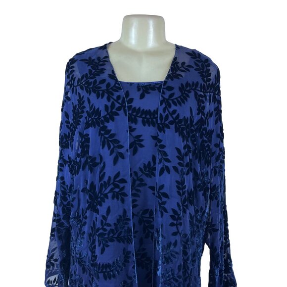 Sara Mique Three-Piece Set Women's Blue Velvet Leaf Patterned Size L - Picture 10 of 16